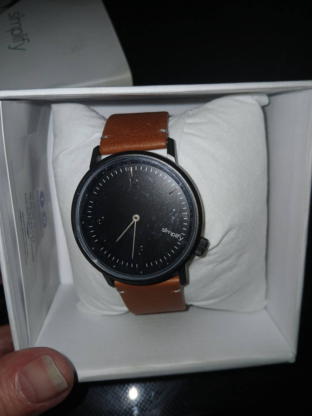 Minimalist Black Dial Watch with Brown Leather Strap